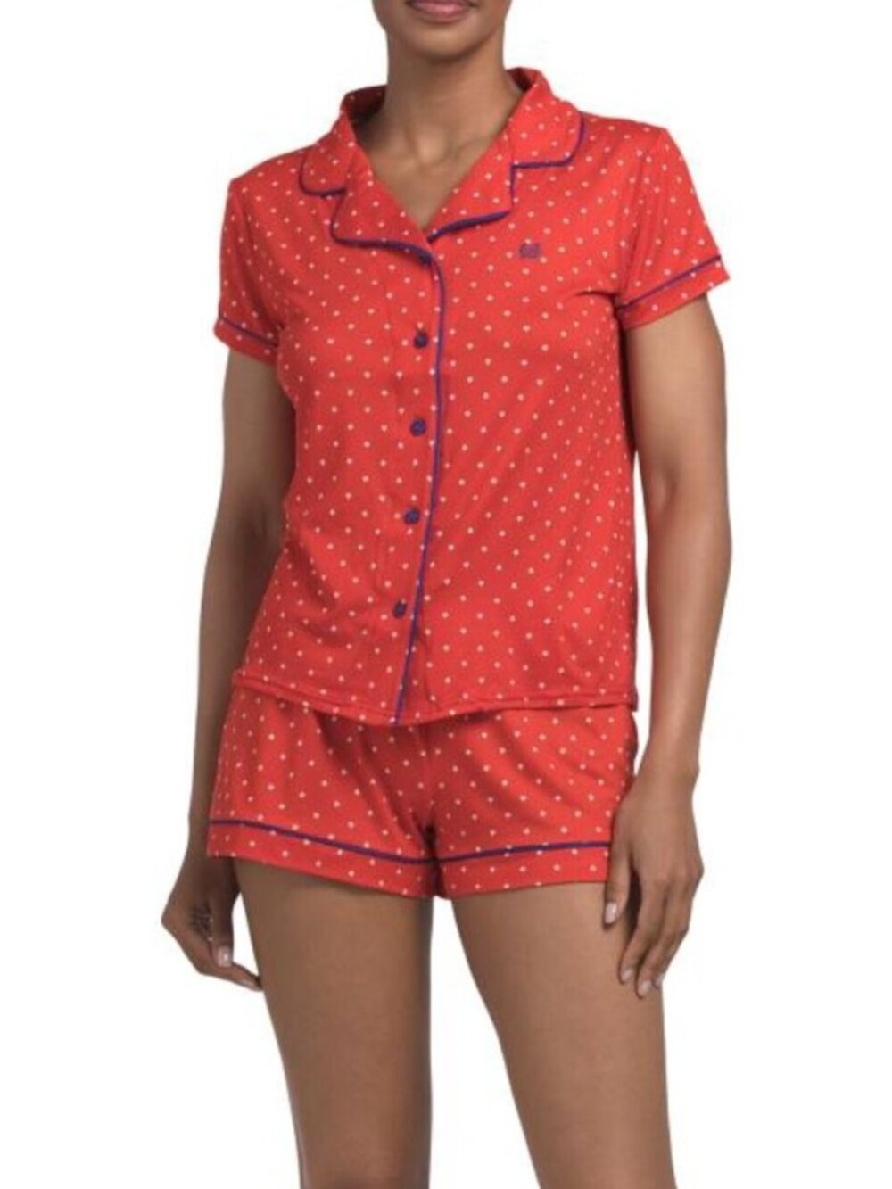 BORN 2pc Stars Short Notch Collar Pajama Top And Shorts Set